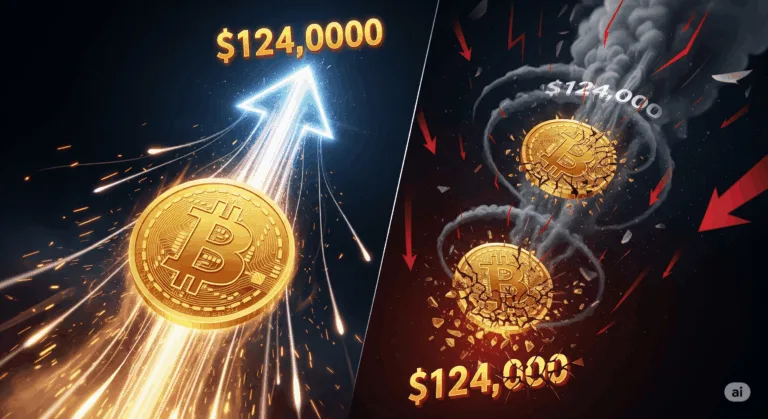 Bitcoin แตะ 124,000 ดอลลาร์ ก่อนร่วงแรง ตลาดผันผวนหนัก